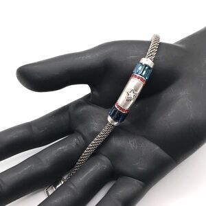 Brighton Bracelet Independence Brushed Silver Plate Blue Red Crystals Star USA